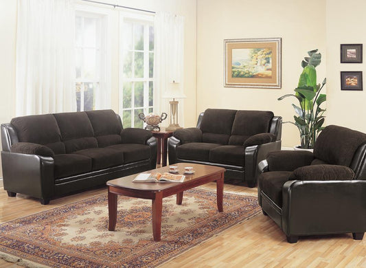 Monika Transitional Chocolate Two-Piece Living Room Set Coaster Z2 Premium