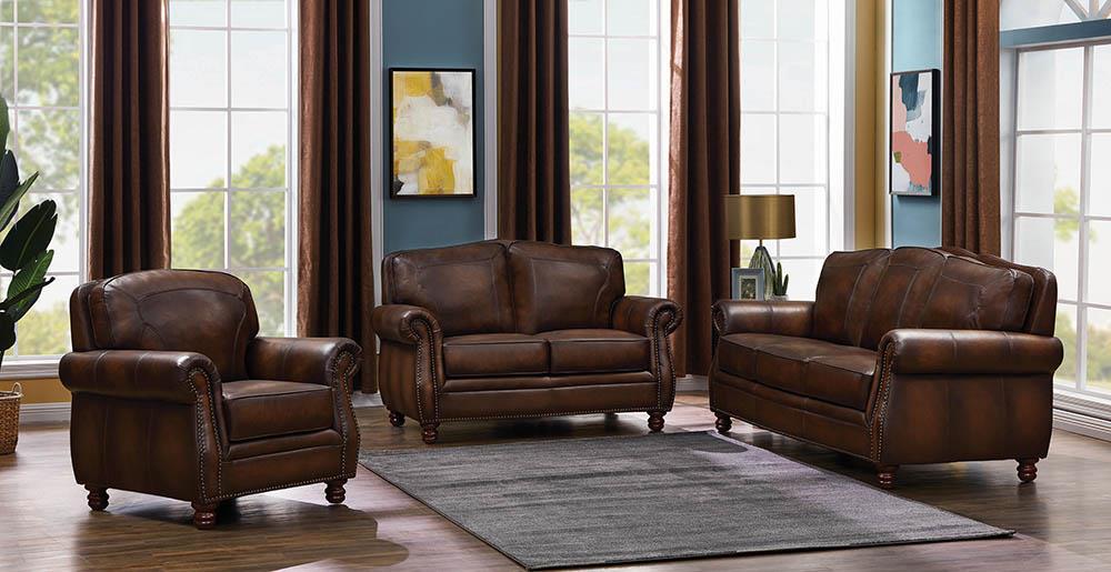 Montbrook Traditional Brown Three-Piece Living Room Set Coaster Z2 Premium