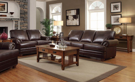 Colton Brown Leather Two-Piece Living Room Set Coaster Z2 Premium