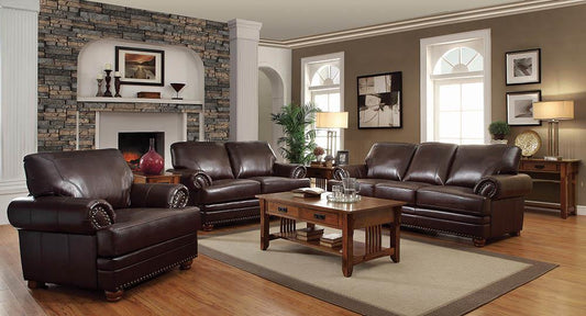 Colton Brown Leather Three-Piece Living Room Set Coaster Z2 Premium