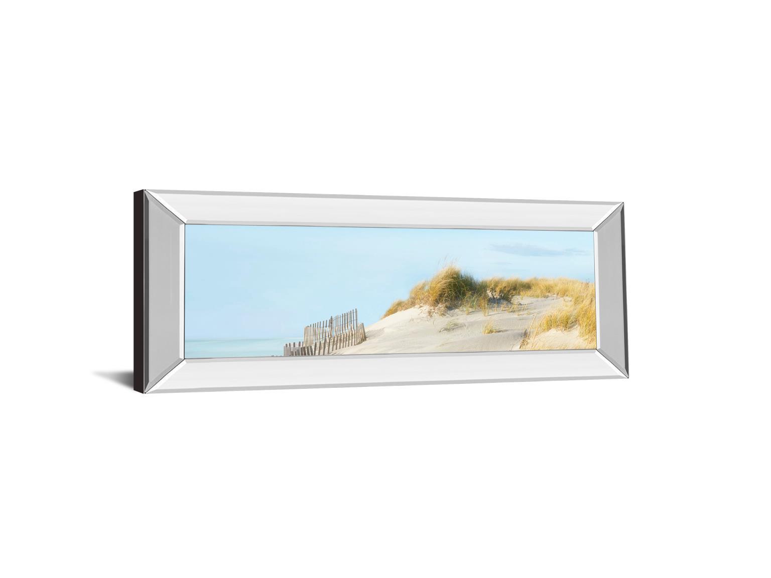 Beachscape L By James Mcloughlin - Mirror Framed Print Wall Art - Blue Classy Art