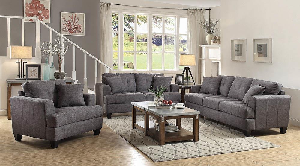 Samuel Transitional Charcoal Sofa Coaster Z2 Premium