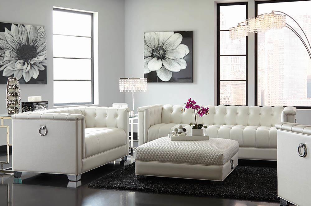 Chaviano Contemporary White Two-Piece Living Room Set Coaster Z2 Premium