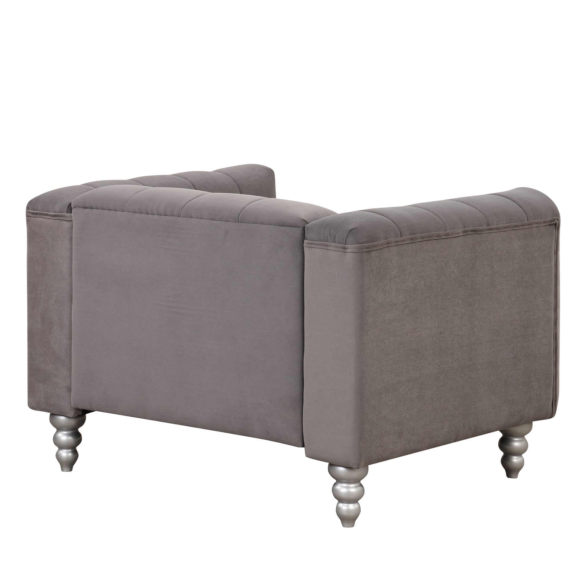 42" Modern Accent Chair Dutch Fluff Upholstered Arm Chair with solid wood legs, buttoned tufted backrest,gray House to Home Furnishings LLC