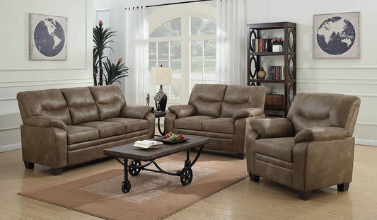 Meagan Casual Brown Three-Piece Living Room Set Coaster Z2 Premium