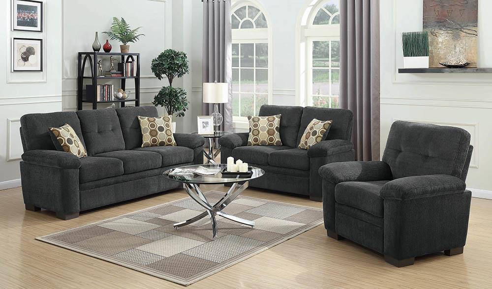 Fairbairn Casual Charcoal Three-Piece Living Room Set Coaster Z2 Premium