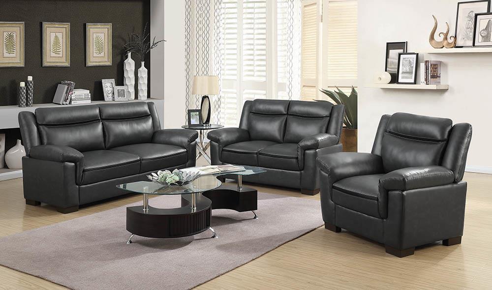 Arabella Brown Faux Leather Three-Piece Living Room Set Coaster Z2 Premium