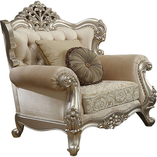 Acme Furniture Bently Chair with 2 Pillows in Champagne 50662 ACME East