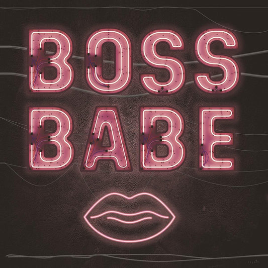 Framed Small - Neon Boss Babe By Sophie Six - Pink Classy Art