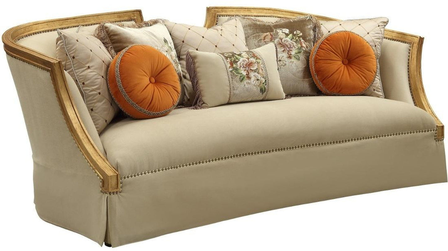 Acme Furniture Daesha Sofa in Tan Flannel & Antique Gold 50835 ACME East