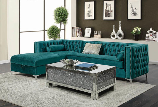 Bellaire Contemporary Teal and Chrome Sectional Coaster Z2 Premium