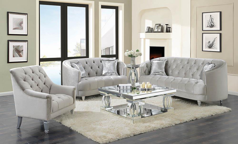 Avonlea Traditional Grey and Chrome Sofa Coaster Z2 Premium