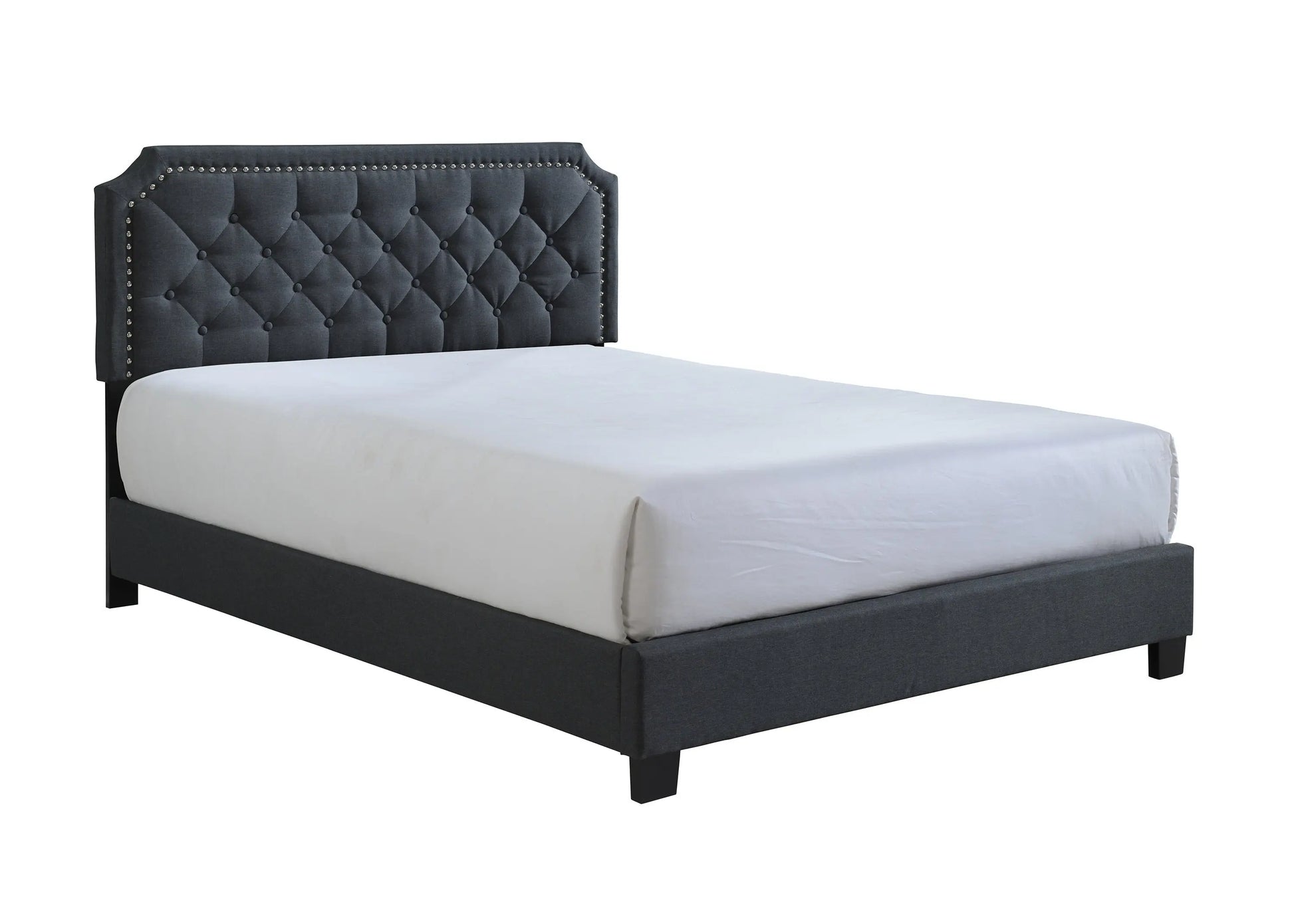 Gerri Charcoal Queen Upholstered Panel Bed Crown Mark