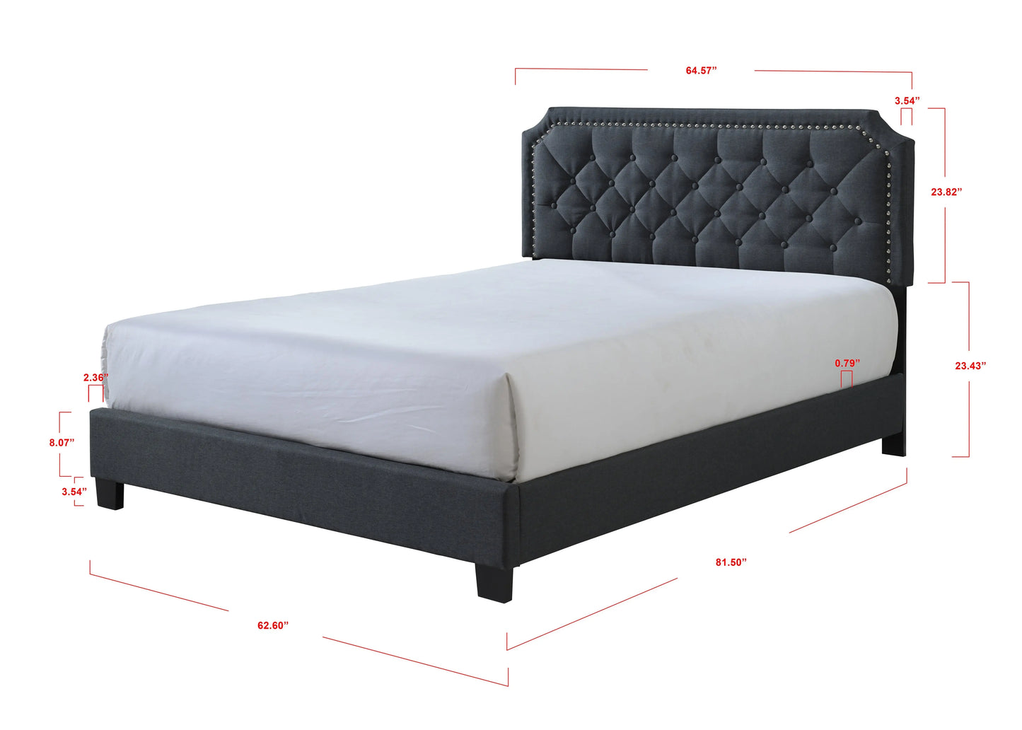 Gerri Charcoal Queen Upholstered Panel Bed Crown Mark