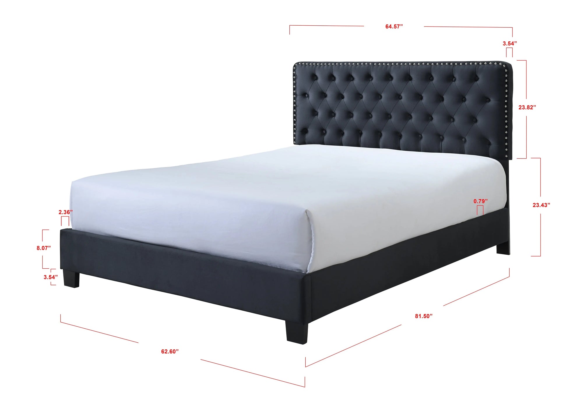 Ezra Charcoal Queen Upholstered Panel Bed Crown Mark