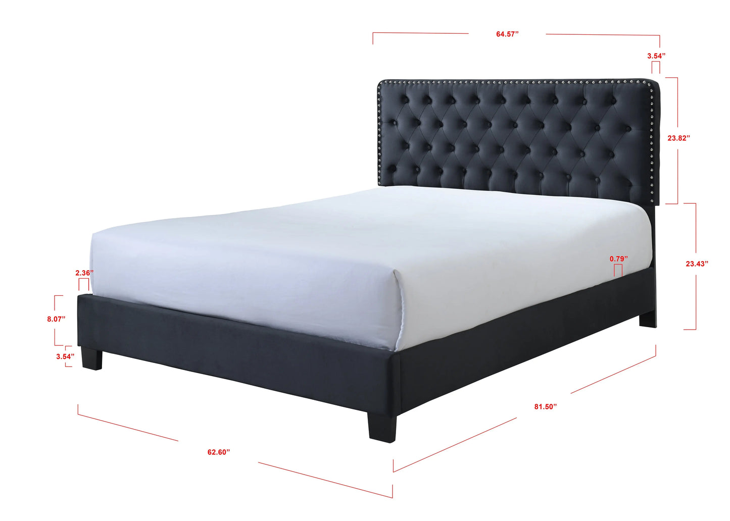 Ezra Charcoal King Upholstered Panel Bed Crown Mark