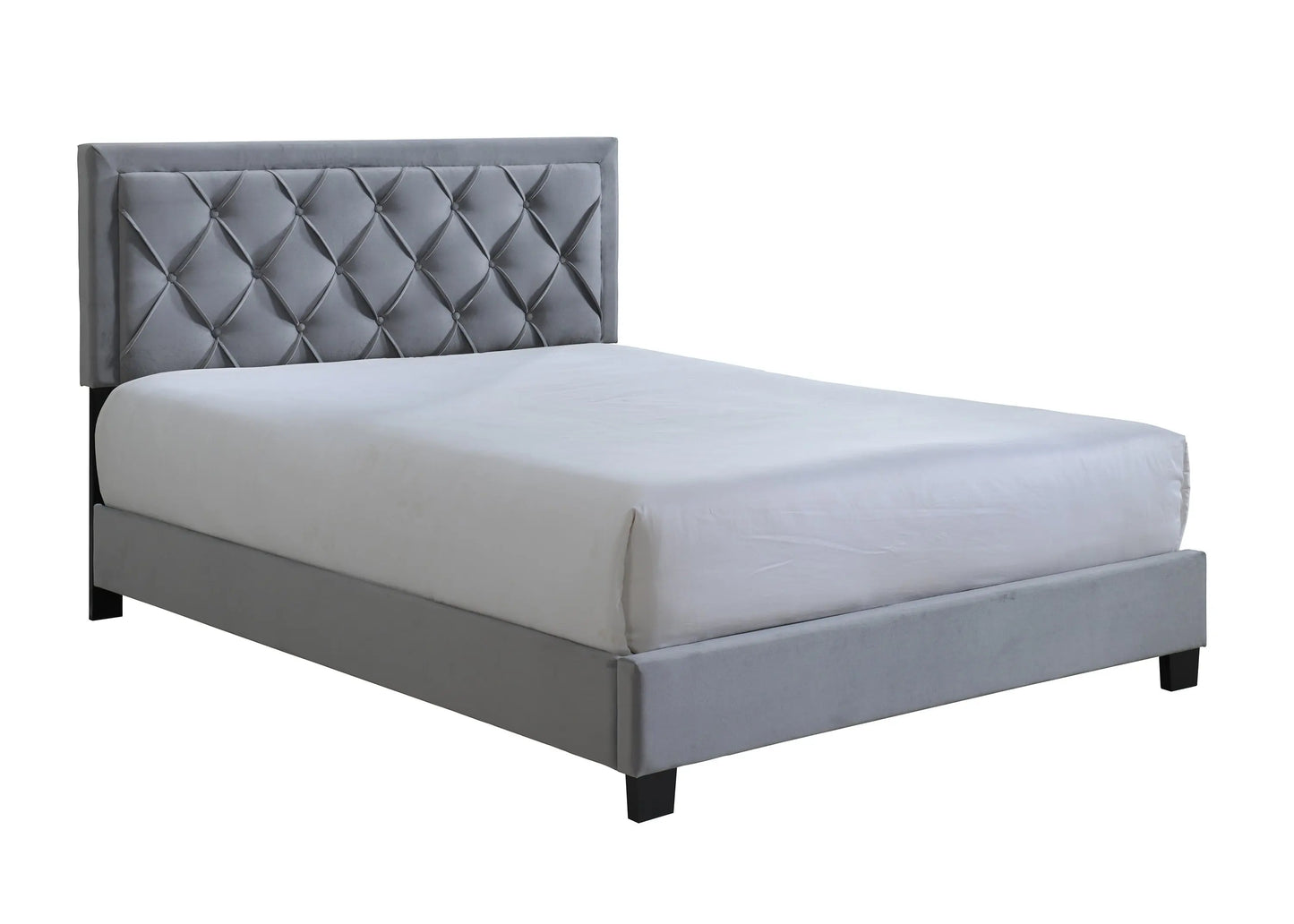 Danzy Gray Queen Upholstered Panel Bed Crown Mark