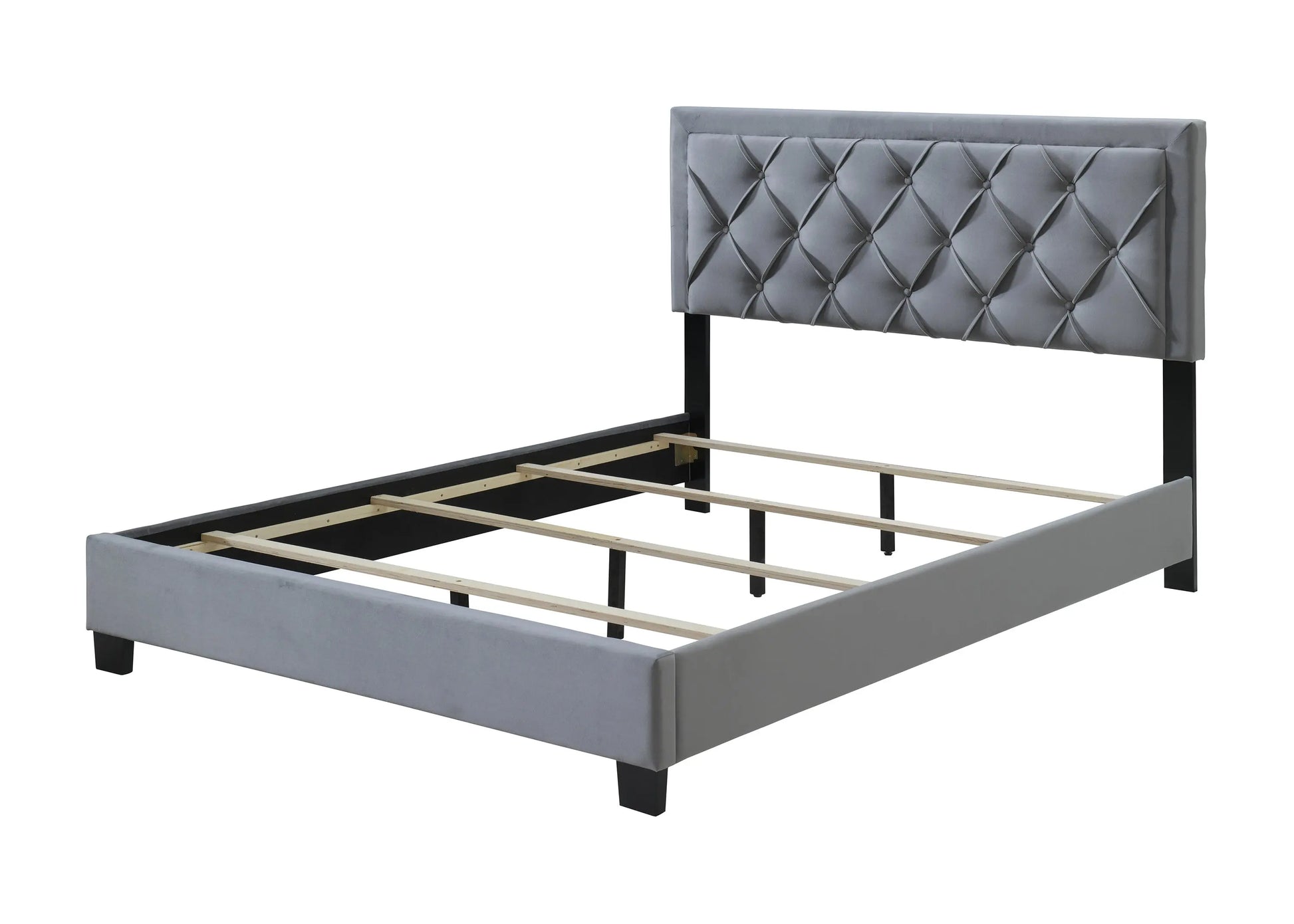 Danzy Gray Queen Upholstered Panel Bed Crown Mark