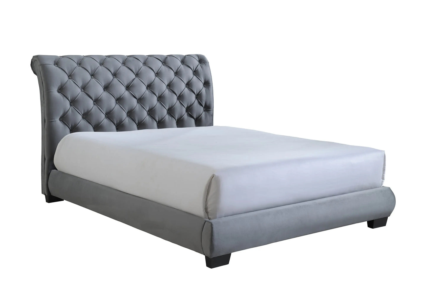 Carly Gray King Upholstered Platform Bed Crown Mark