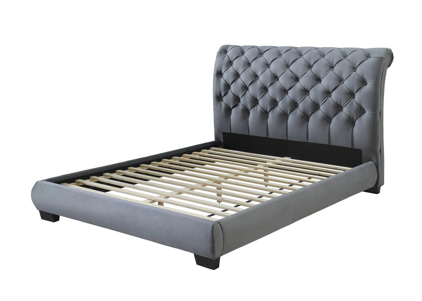 Carly Gray Queen Upholstered Platform Bed Crown Mark