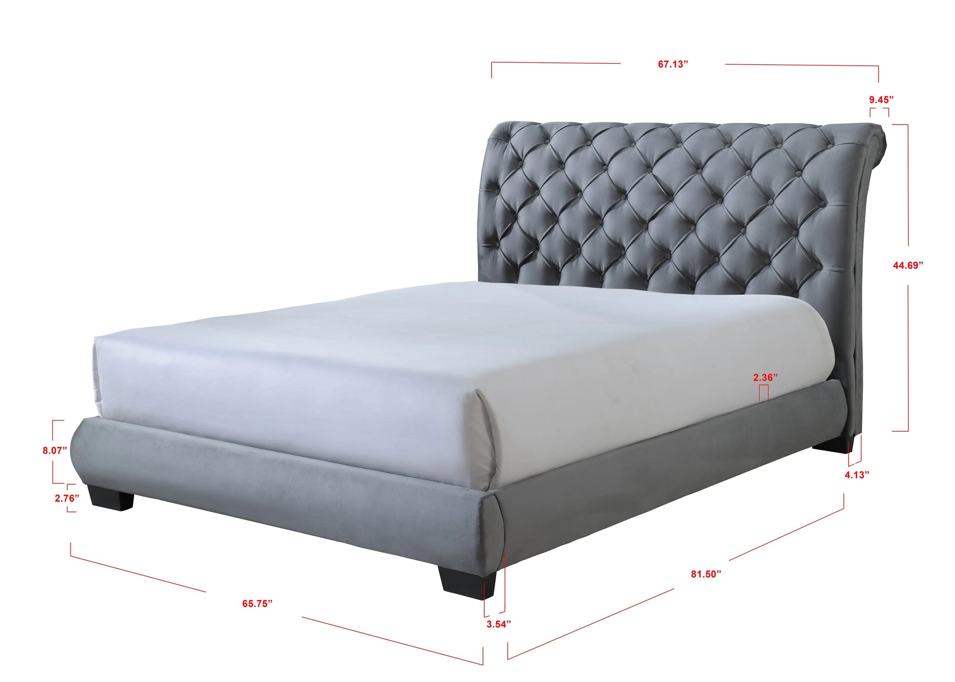 Carly Gray Queen Upholstered Platform Bed Crown Mark