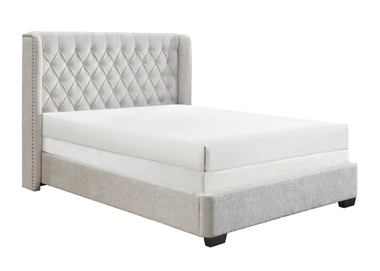 Daphne Ivory Boucle King Upholstered Panel Bed Crown Mark