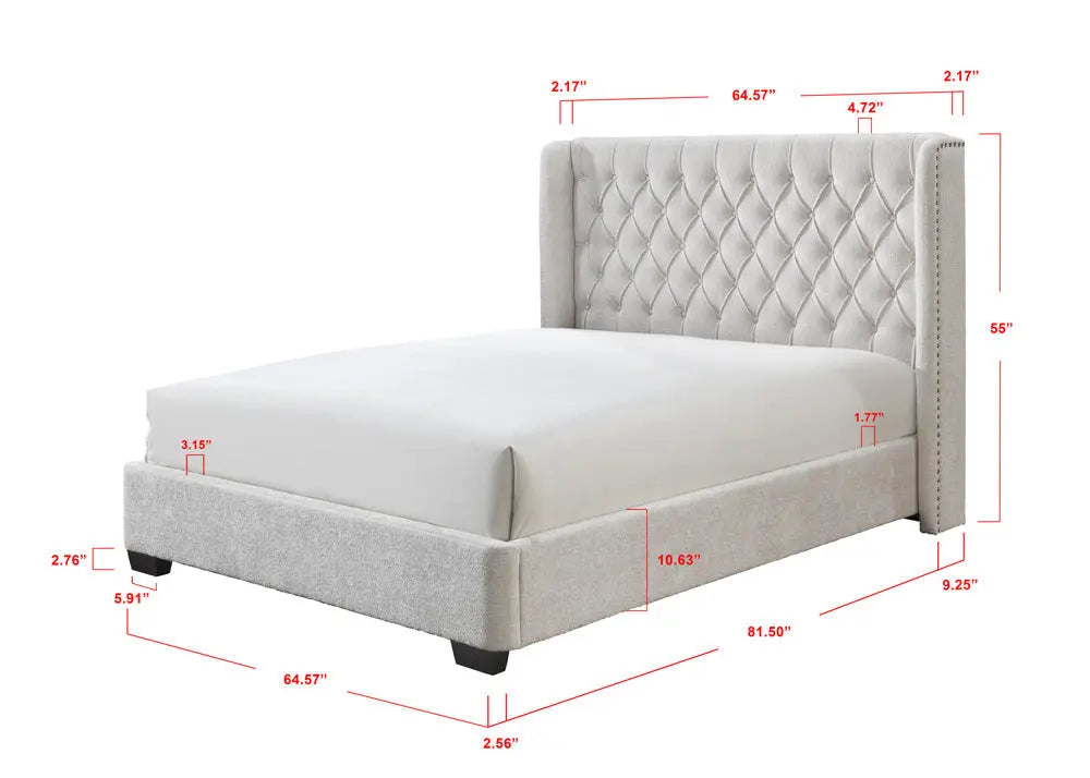 Daphne Ivory Boucle King Upholstered Panel Bed Crown Mark