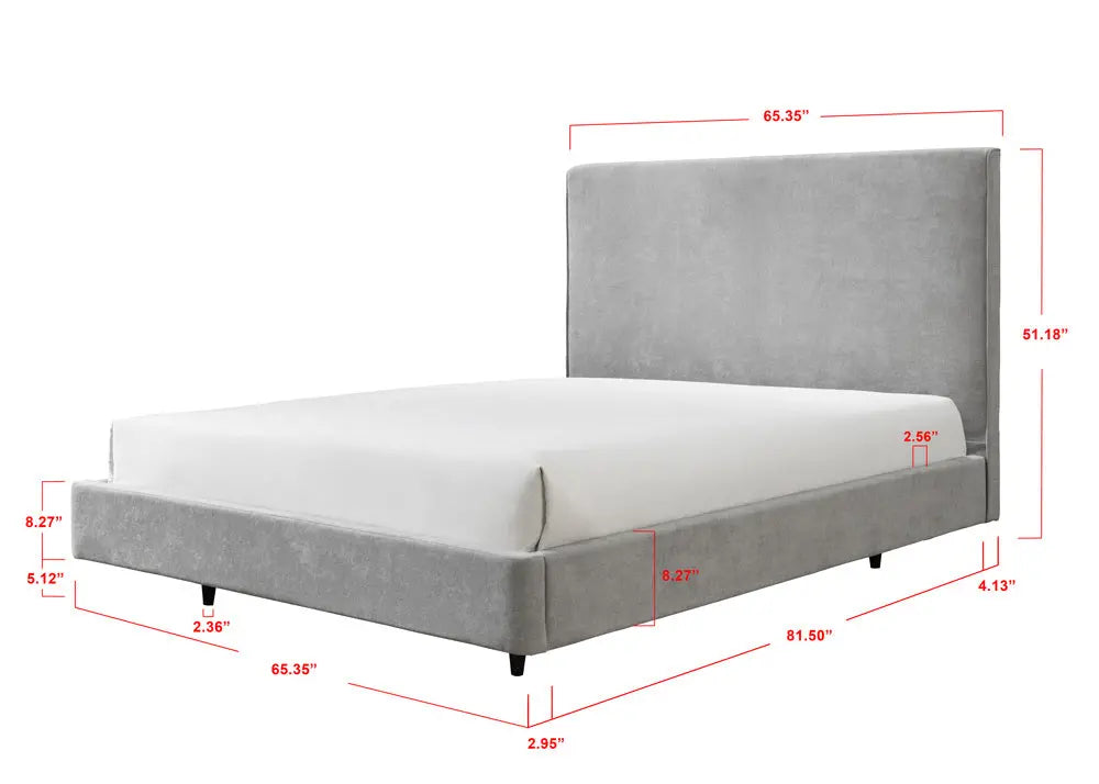 Nirvana Gray King Upholstered Floating Bed Crown Mark