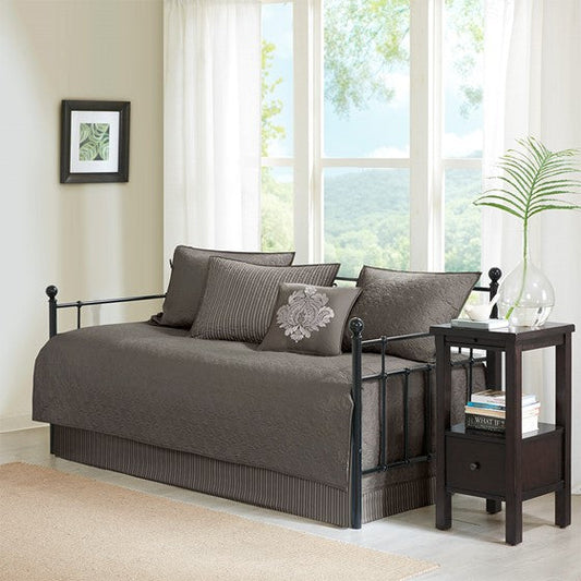 6 Piece Reversible Daybed Cover Set Dark Grey Olliix.com