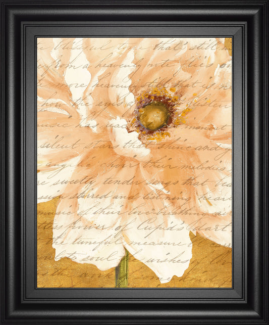 Beautiful Cream Peonies Script Il By Patricia Pinto - Framed Print Wall Art - Gold Classy Art