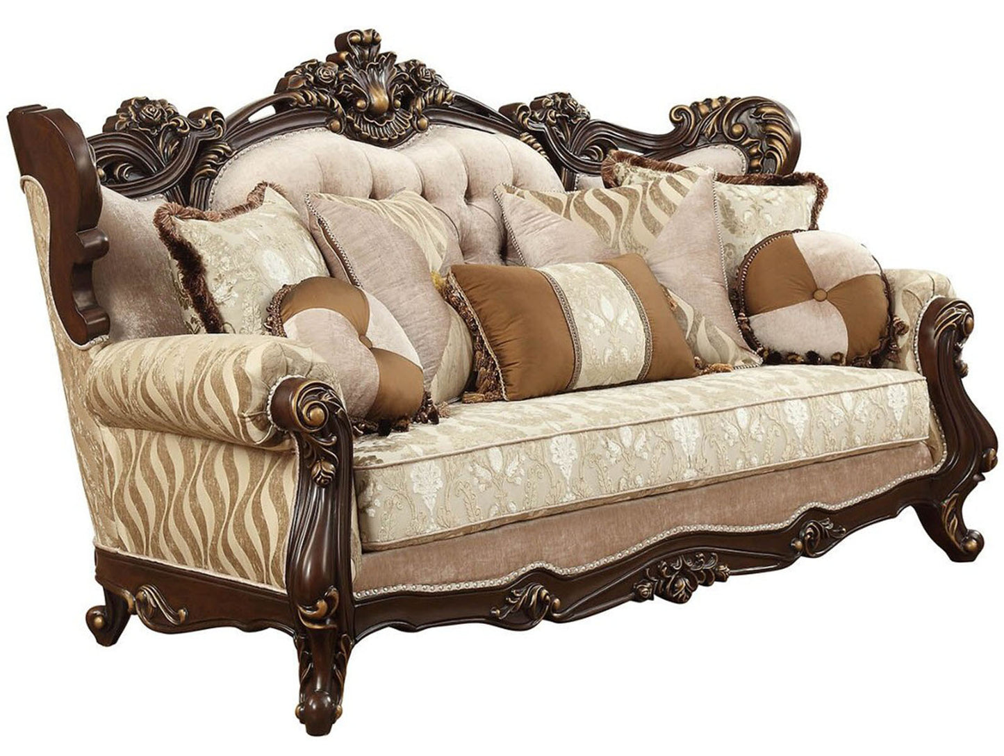 Acme Furniture Shalisa Sofa with 7 Pillows in Walnut 51050 ACME East