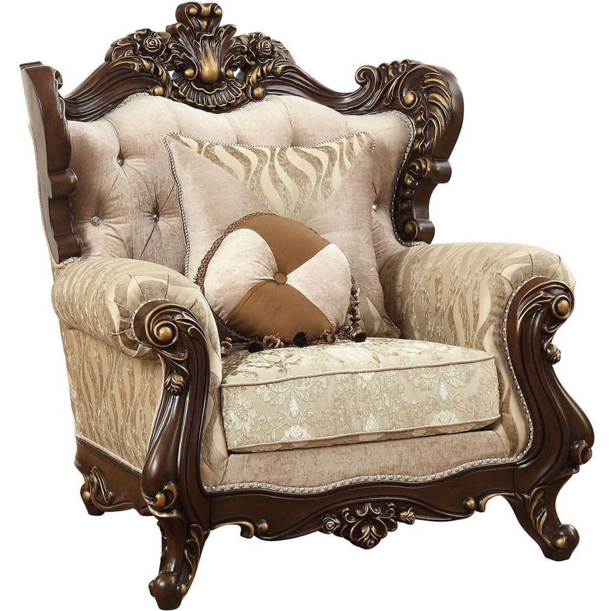 Acme Furniture Shalisa Chair with 2 Pillows in Walnut 51052 ACME East