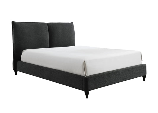 Jenn Charcoal Boucle King Upholstered Platform Bed Crown Mark