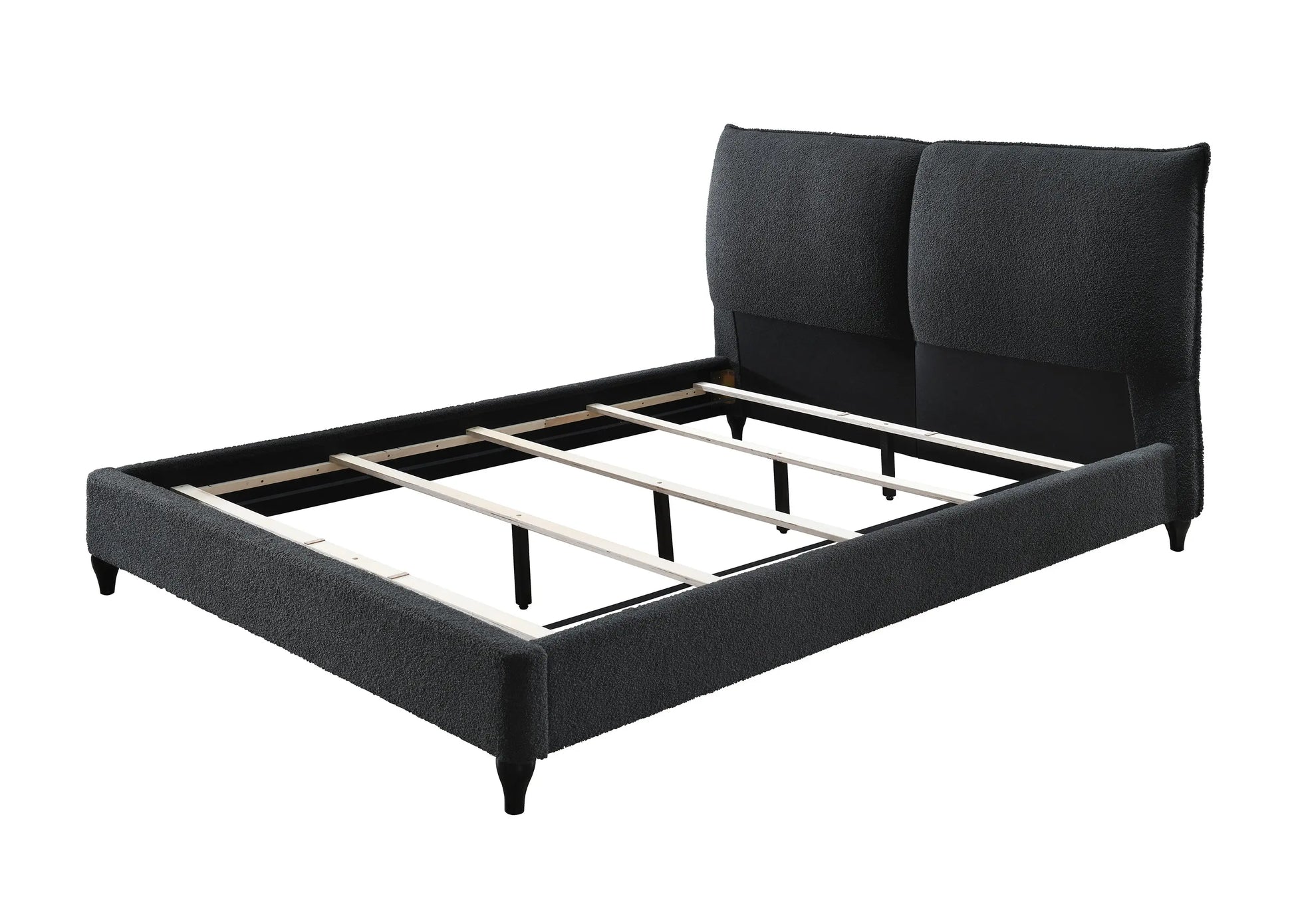 Jenn Charcoal Boucle King Upholstered Platform Bed Crown Mark