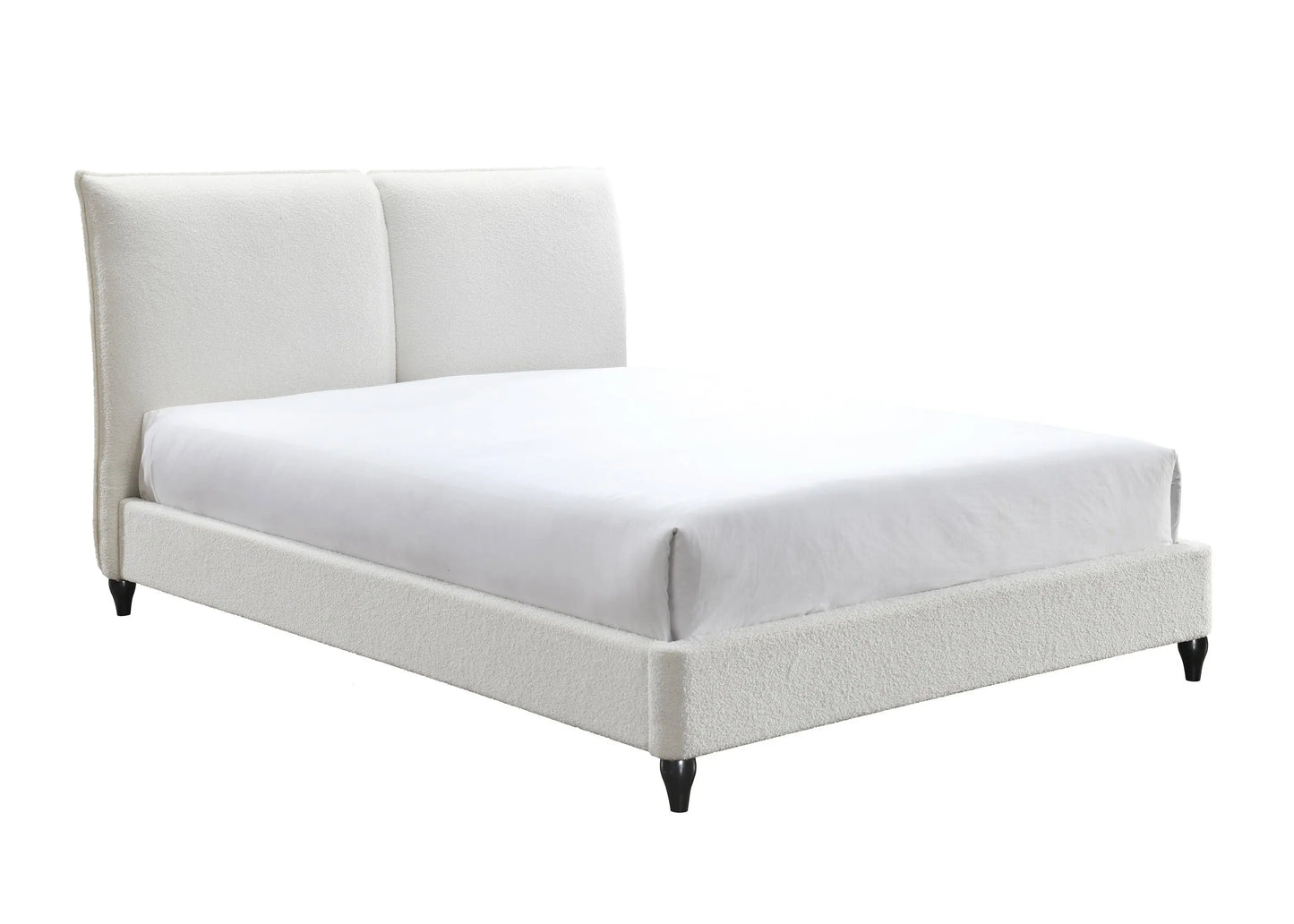 Jenn White Boucle King Upholstered Platform Bed Crown Mark