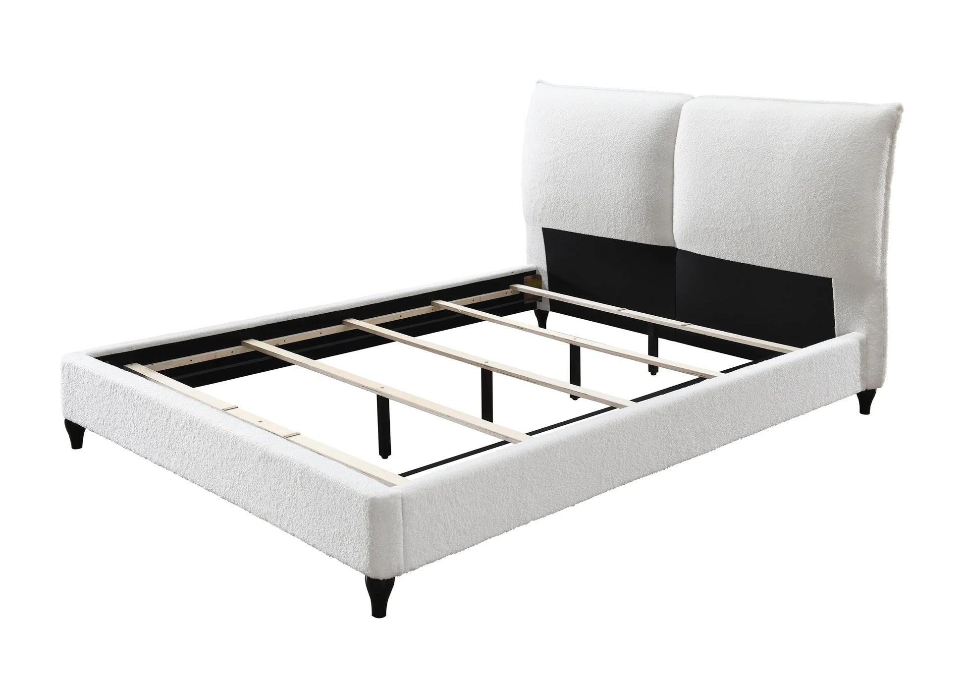 Jenn White Boucle King Upholstered Platform Bed Crown Mark