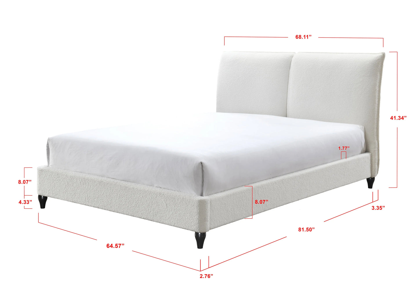 Jenn White Boucle King Upholstered Platform Bed Crown Mark