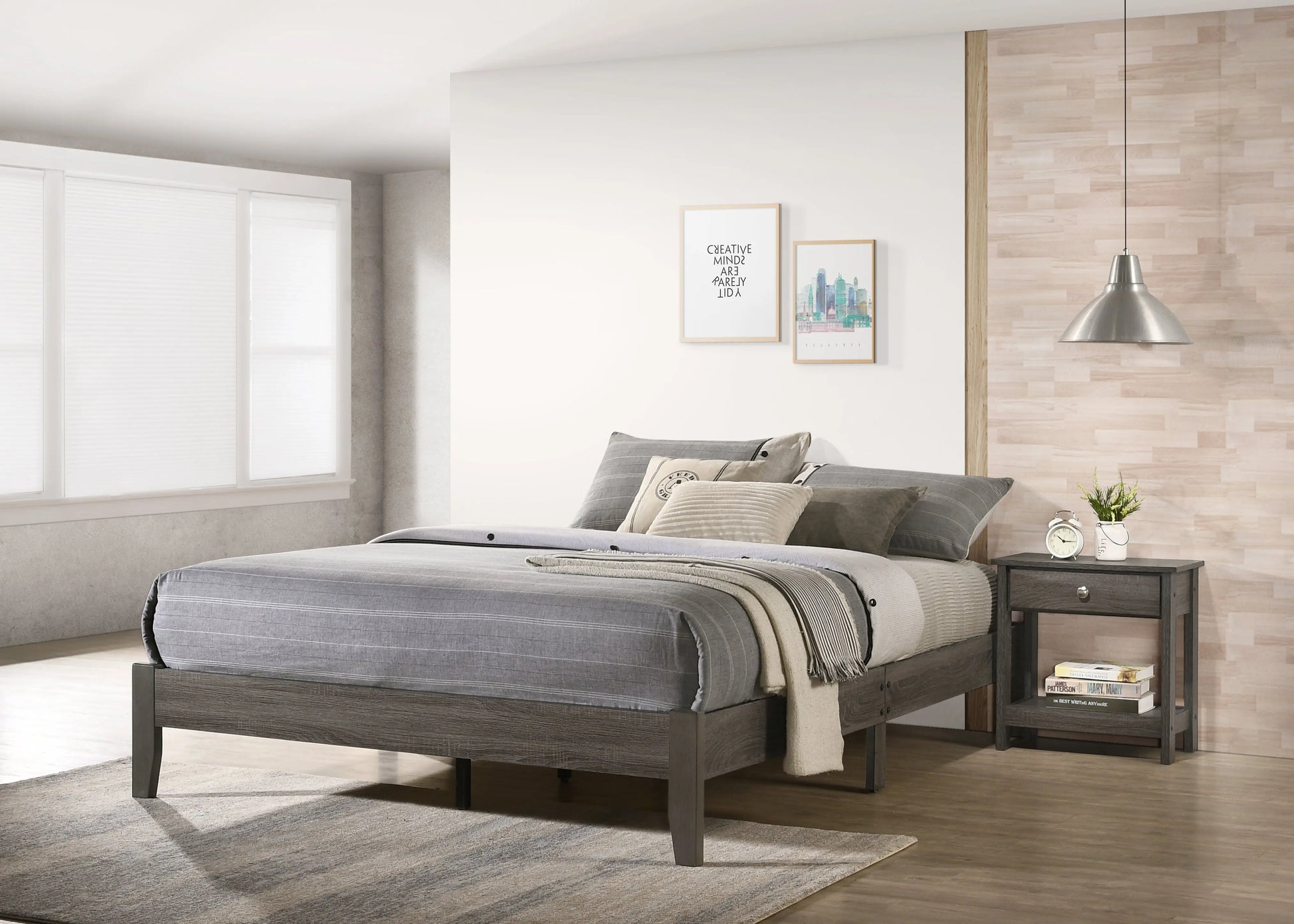 Skyler Gray King Platform Bed Crown Mark