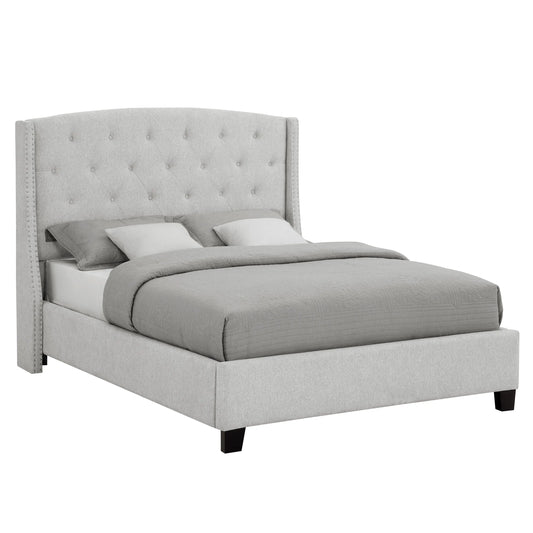 Eva Dove Gray King Upholstered Bed Crown Mark