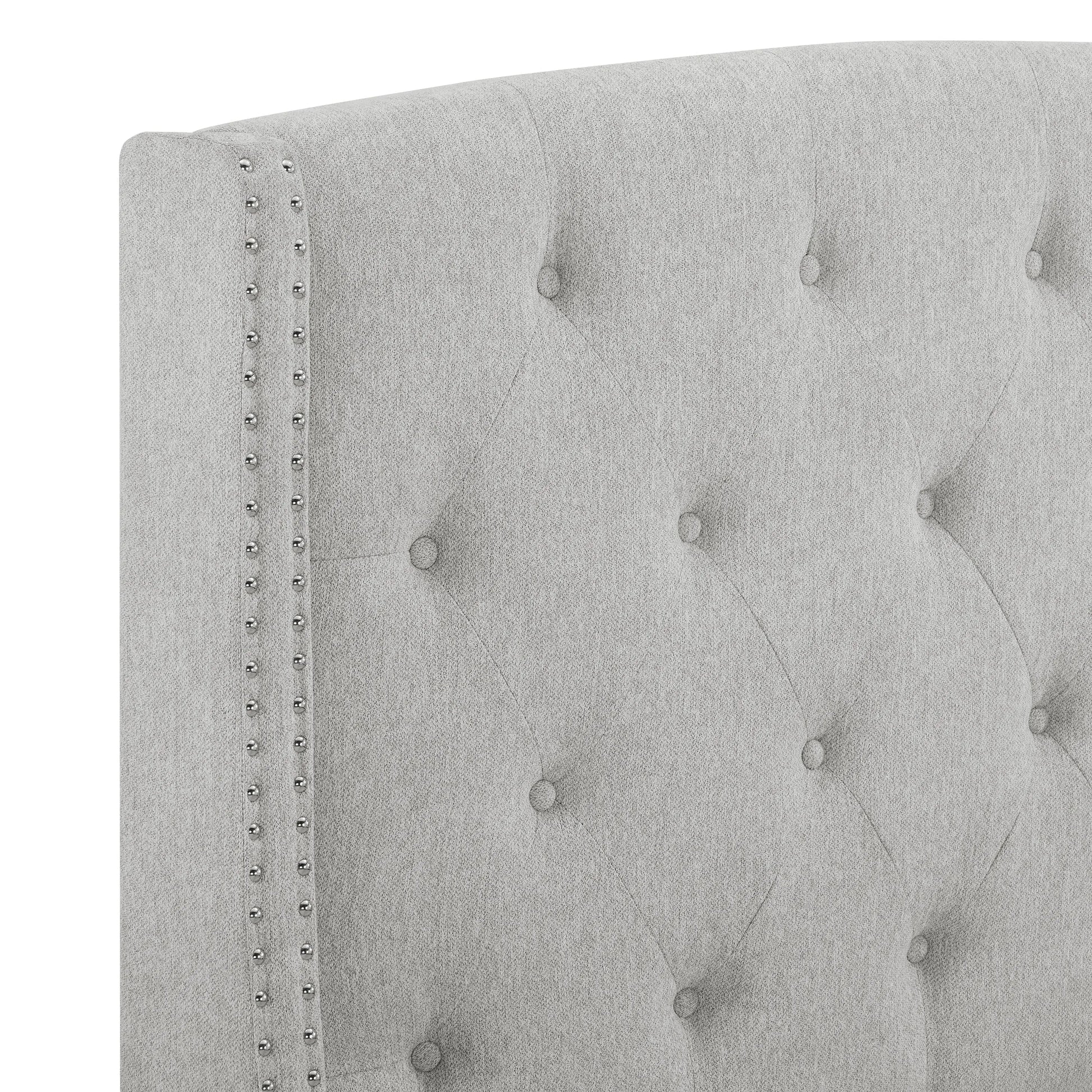 Eva Dove Gray King Upholstered Bed Crown Mark