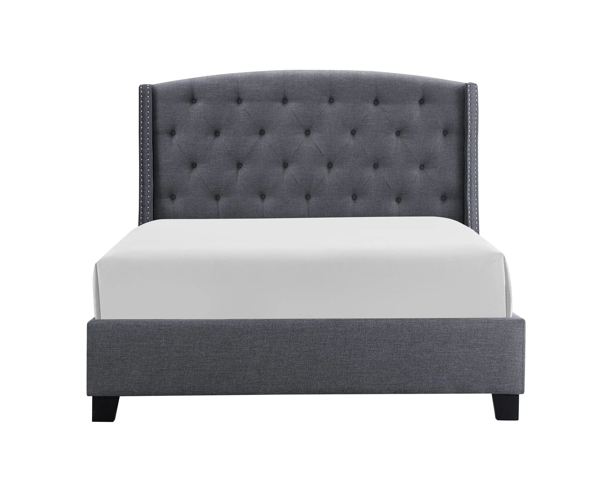 Eva Gray King Upholstered Bed Crown Mark