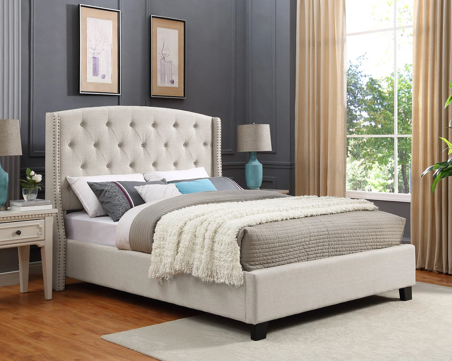 Eva Ivory King Upholstered Bed Crown Mark