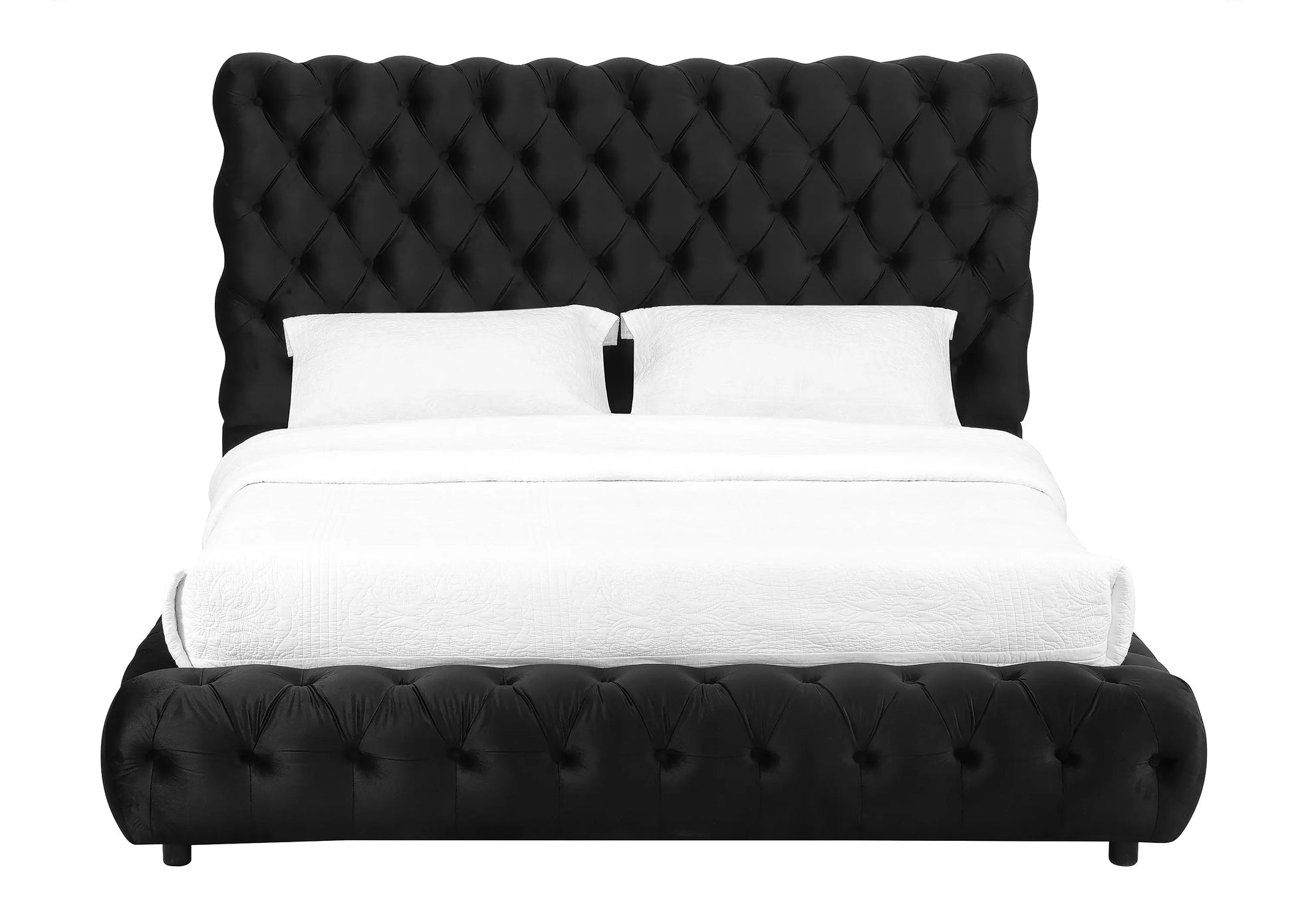 Flory Black Queen Upholstered Platform Bed Crown Mark