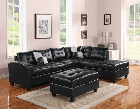 Kiva Black Bonded Leather Match Sectional Sofa w/2 Pillows ACME East