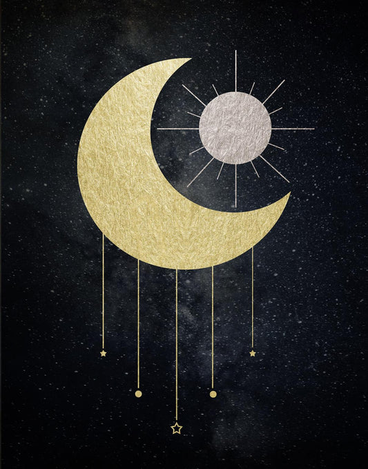 Small - Jeweled Moon By Daniela Santiago - Black Classy Art