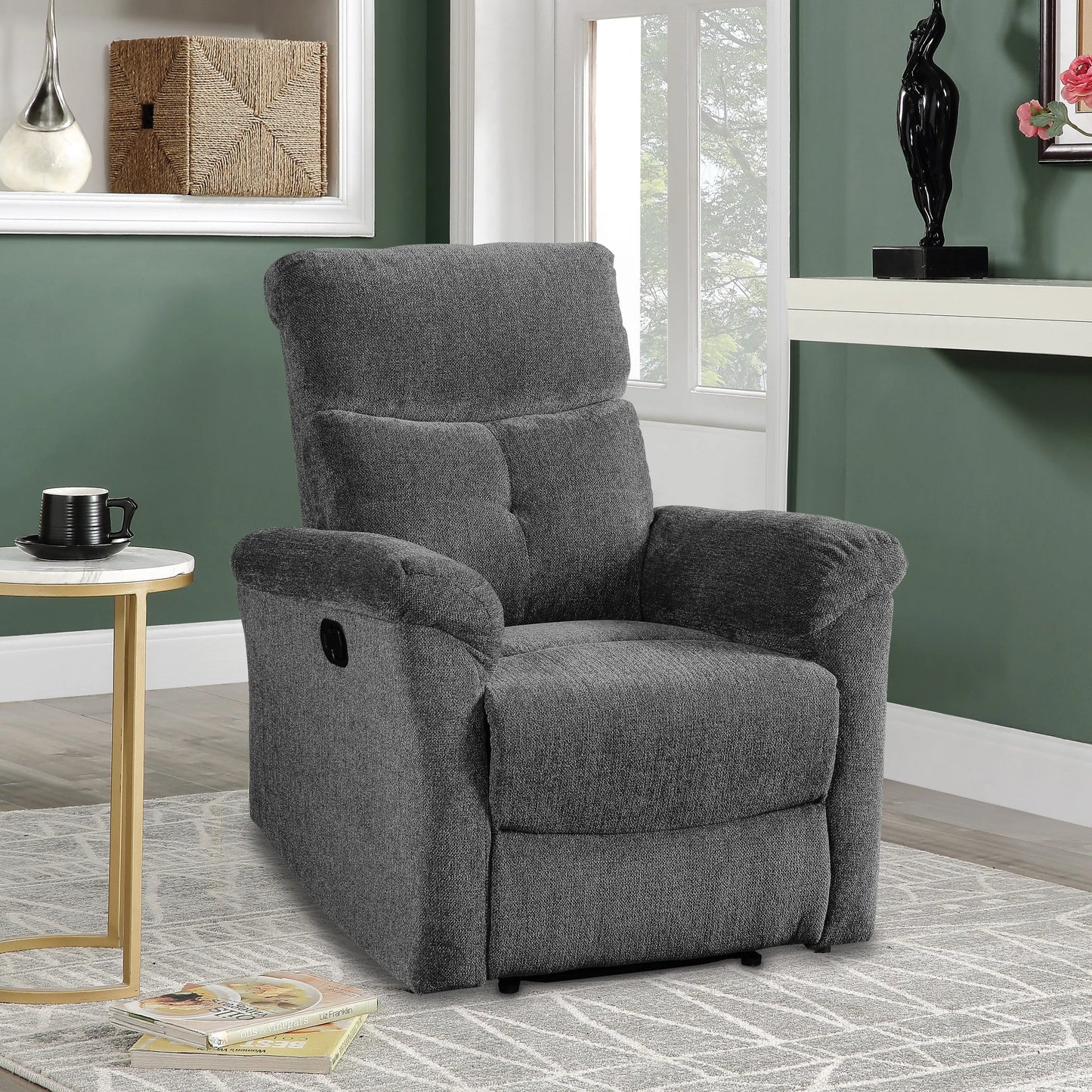 Treyton Gray Chenille Glider Recliner ACME East