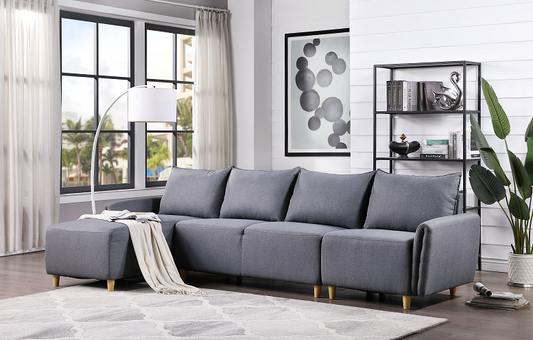 Marcin Blue Fabric Sectional Sofa ACME East