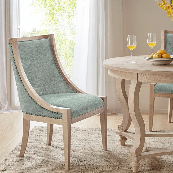 Upholstered Dining Chair with Nailhead Trim Soft Green Olliix.com