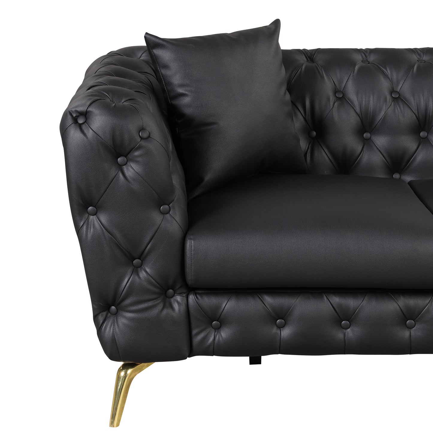 44" Modern Tufted Accent Sofa Chair PU Upholstered Sofa with Sturdy Metal Legs, Button Tufted Back, Single Sofa Chair for Living Room,Apartment,Home Office, Black House to Home Furnishings LLC