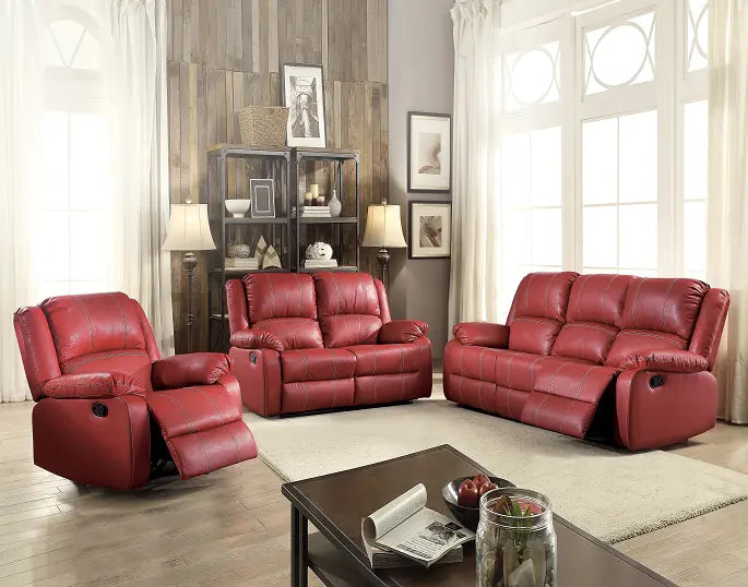 Zuriel Red PU Sofa (Motion) ACME East